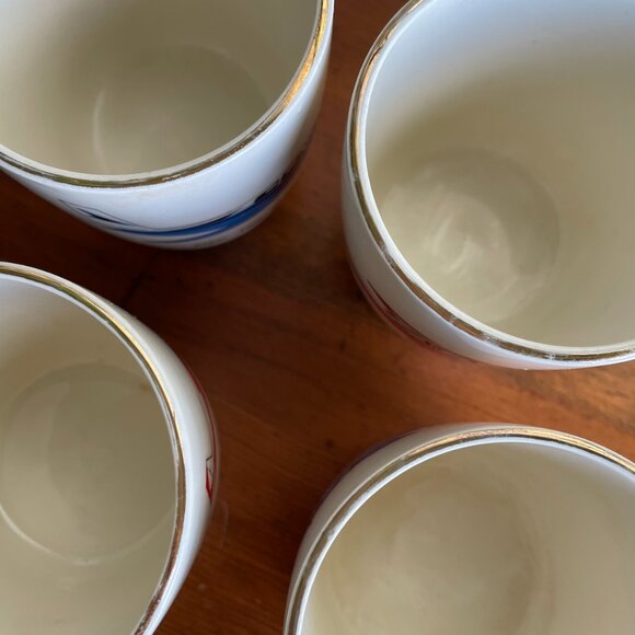 Vintage Airplane Ceramic Gold-Rim w/Handle Coffee Cup Mugs - Picture 5 of 6